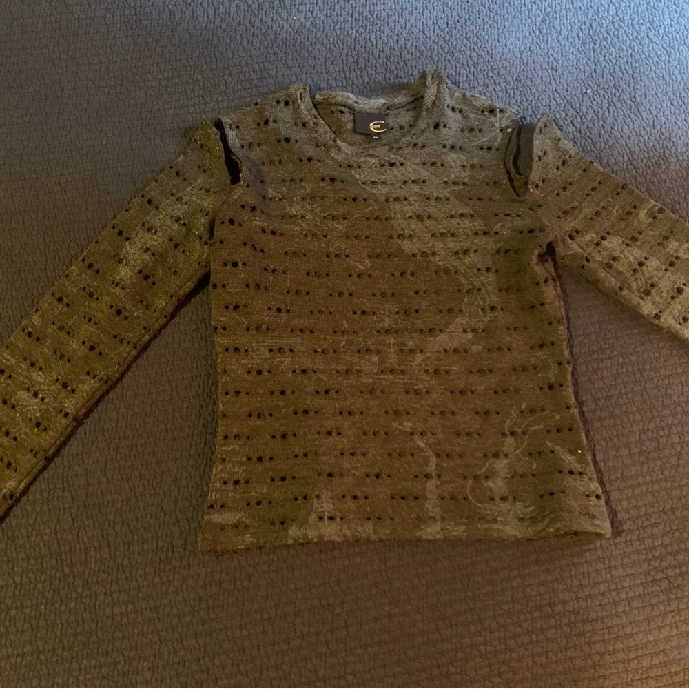 ROBERTO CAVALLI Sweater Designer Open Knit Ocean Embellished Sweater Sz Medium